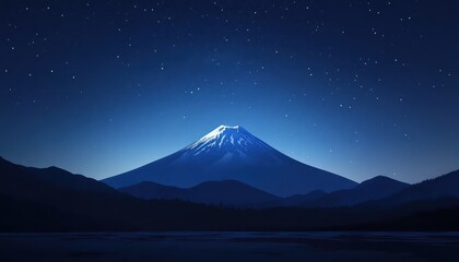 Fototapeta premium Mount Fuji under a Starry Night Sky