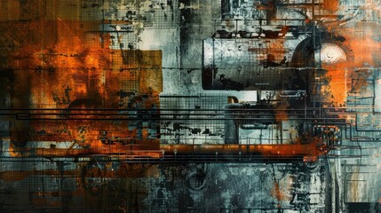Obraz premium Abstract Industrial Digital Art with Mechanical Elements