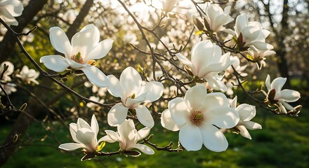 Obraz premium Stunning Magnolia Blossoms in Sunlight Spring Flowers
