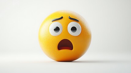 3D scared emoji on white background. Possible use stock photo