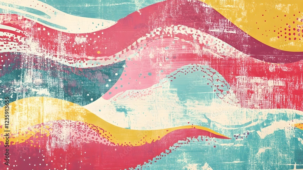 Poster vibrant and dynamic fluid abstract art with colorful waves and swirling patterns