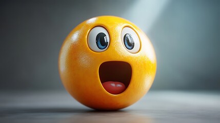 3D surprised emoticon on a surface