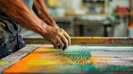 Obraz premium Artist Creating Abstract Artwork with Vibrant Colors
