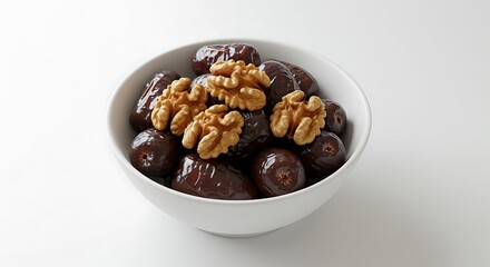 Sweet Dates and Walnuts in a Bowl Healthy Snack