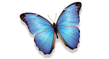 Stunning Blue Morpho Butterfly Wings Isolated on White