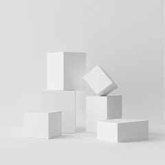 square shaped minimalist white product background, Modern Design Aesthetic for Product Display. White Cubes Minimalist.
