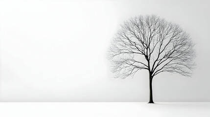 Bare tree winter studio minimalist background design