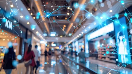 Futuristic Shopping Mall Network Connectivity Concept