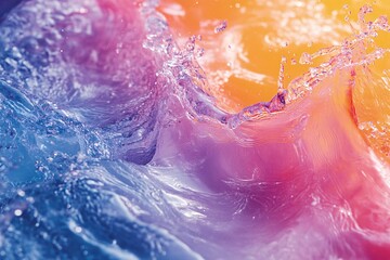 Fototapeta premium Abstract Water Splash in Vibrant Hues of Blue Pink and Orange