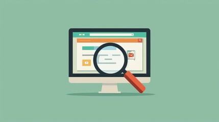 Computer Screen with Magnifying Glass Symbolizing Search