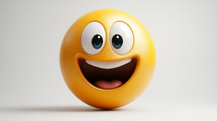 Happy emoticon against plain background.  Possible use stock photo