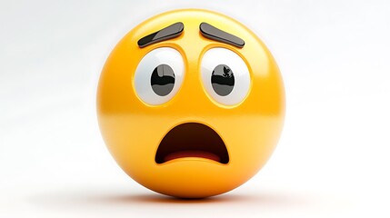 3D Worried Emoji on White Background