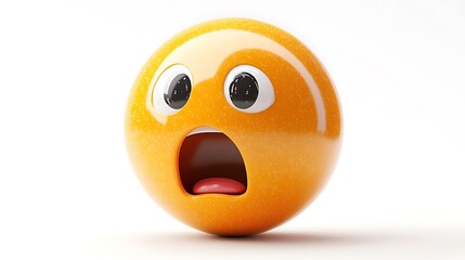 3D surprised emoticon, expressive, isolated, against white background, digital illustration, for social media or web use