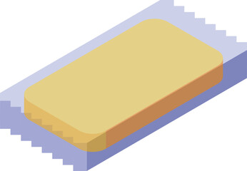 Single slice toast bread inside its packaging, viewed from an isometric perspective