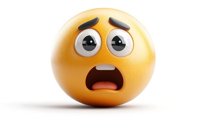 3D scared emoticon on white background. Possible use Social media graphic
