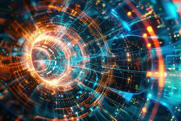 Abstract Digital Technology Background with Vivid Light Effects