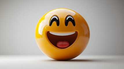 Fototapeta premium 3D Rendered Smiley Face, Cheerful, Digital Art, Studio Shot. Use Stock Photo