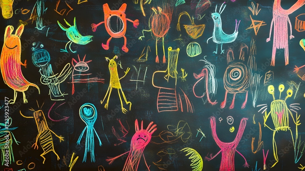 Leinwandbilder vibrant energetic and imaginative digital featuring a diverse collection of whimsical abstract doodl