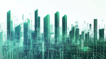 Obraz premium A futuristic bar chart, AI business analytics, circuit design overlay, isolated on white background. 