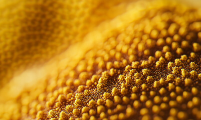 Close-up view of vibrant yellow textures resembling pollen or granules.