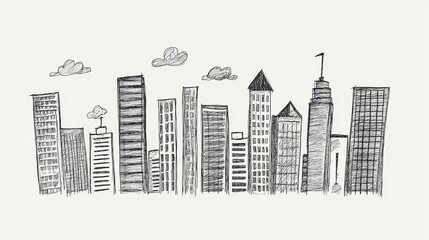 A hand-drawn bar chart, casual business theme, doodle style, black and white, isolated on white background.