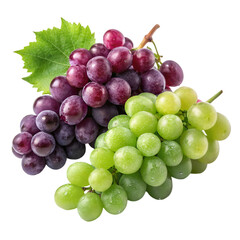 Fresh grapes on white