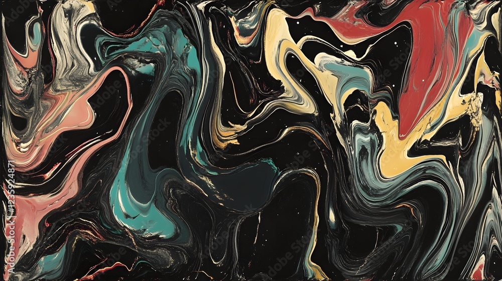 Fototapete Vibrant Fluid Abstraction A Captivating Swirl of Colors and Motions Evoking a Sense of Boundless Energy and Expression  This Digital Artwork Showcases a Mesmerizing Fusion of Dynamic Fluid Patterns