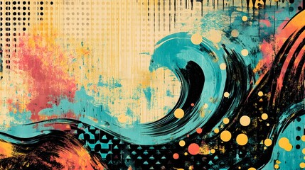 Vibrant Fluid Motion Digital Art with Splashing Colorful Waves and Bursts of Turquoise Orange and Pink