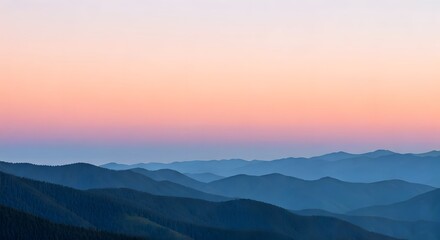 Obraz premium A mountain sunrise gradient with pastel peach, lavender, and misty blue, Ai generated