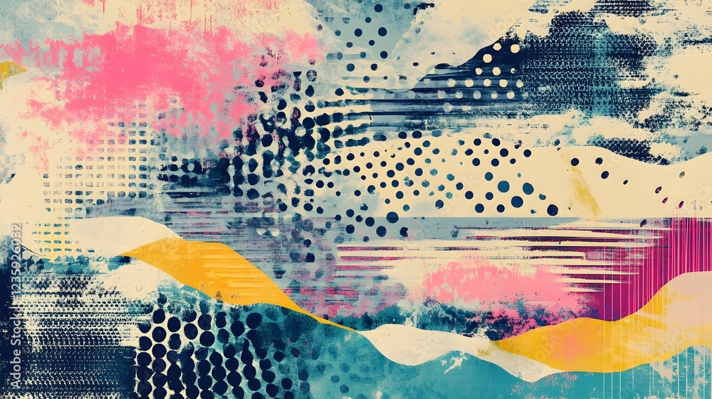 Poster Vibrant Kaleidoscopic Abstract Digital Art Backdrop with Colorful Geometric Patterns and Textures