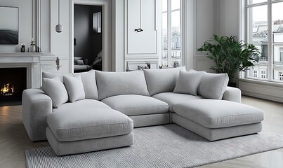 Modern Gray Sectional Sofa for Living Room Relaxation