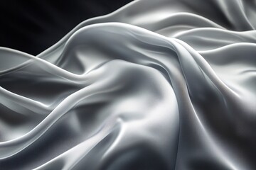 Fototapeta premium Draped Silver Fabric Showing Soft Waves and Texture