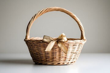 Handmade woven wicker basket, a rustic brown container perfect for picnic or Easter