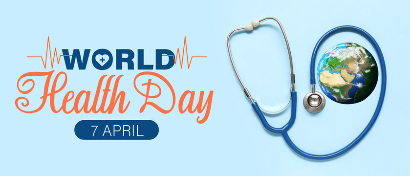 Purple ribbon with stethoscope on blue background. Cancer awareness concept