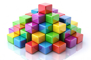 Colorful 3D Cubes Pyramid – Geometric Blocks Design