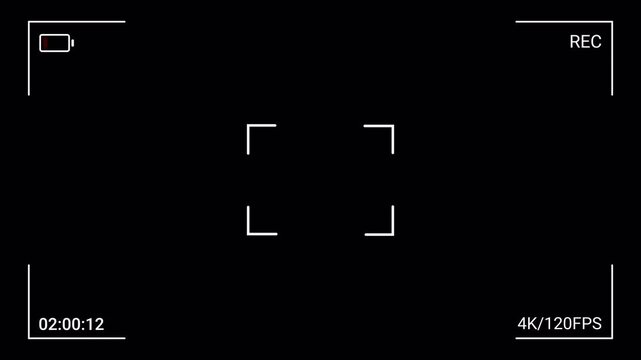 Video camera recorder screen interface with alpha channel, Recording camera screen interface with timer on a transparent background , Camera recording screen overlay