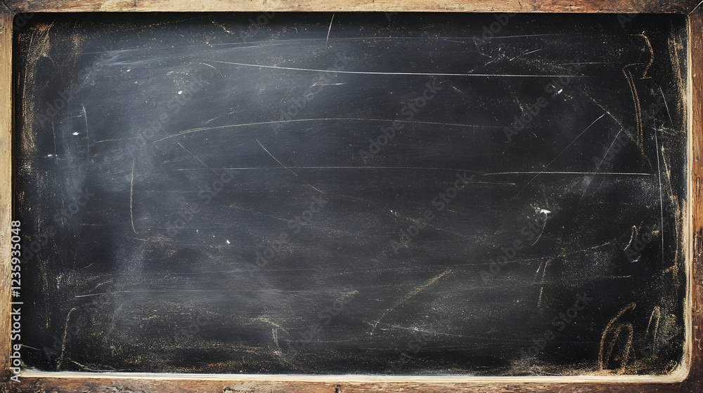 Poster vintage distressed chalkboard or blackboard with wooden frame for education and learning concept bla