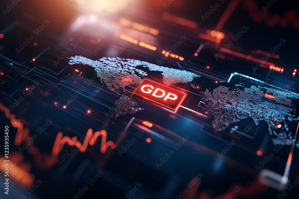 Aufkleber global gdp trends analysis digital map visualization data insights economic environment data-driven 