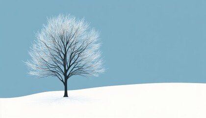 Winter Tree Stands Alone in Snowy Landscape