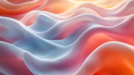 Obraz premium Elegant, flowing abstract waves in soft pastel colors creating a tranquil, soothing background or surface design