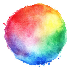 Watercolor painted circle shape design on white & transparent a background.