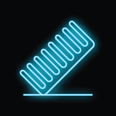 Obraz premium Blue neon sign of a hair comb casting light on a surface