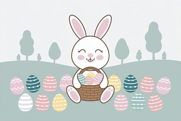 Fototapeta premium easter bunny and eggs in a basket
