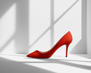 Isolated Red High Heels with Texture