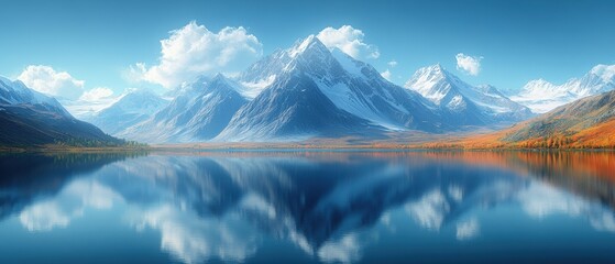 Majestic mountain reflection serene lake nature tranquil environment aerial view