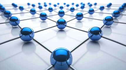 Blue Spheres Representing Network Connections and Technology