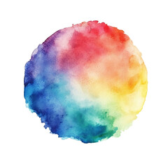 Watercolor painted circle shape design on white & transparent a background.