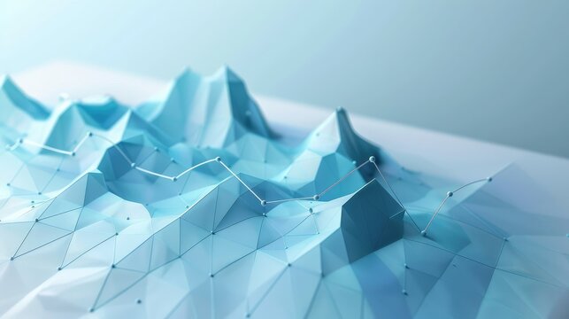 Futuristic 3D Abstract Mountain Data Visualization