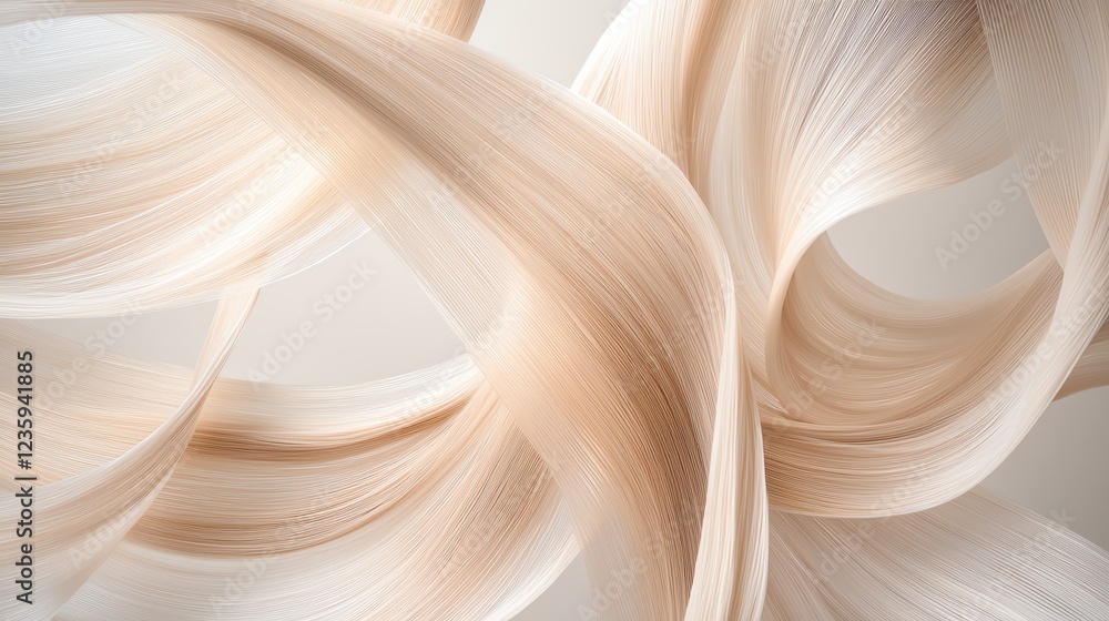 Poster elegant abstract waves of cream and beige tones flowing harmoniously, creating a soothing visual tex