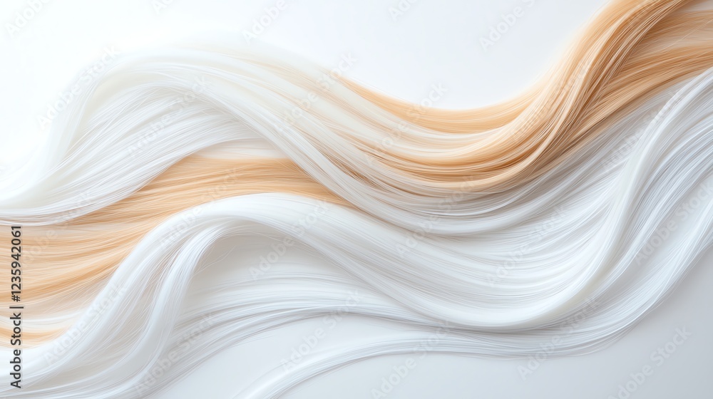 Poster abstract flowing curves in soft beige and white tones, creating a serene and elegant visual effect.